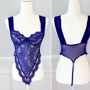 Vintage 80's Victoria's Secret Gold Label Lace Bodysuit Lingerie One-Piece 34B